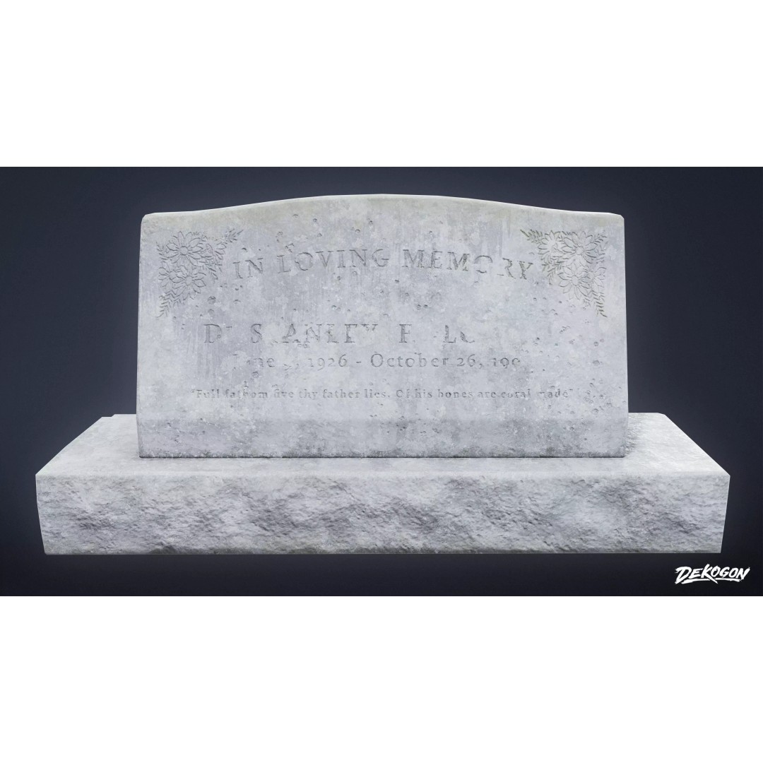 Gravestone 3D Model – Low Poly Historic Tombstone, FBX - View 2