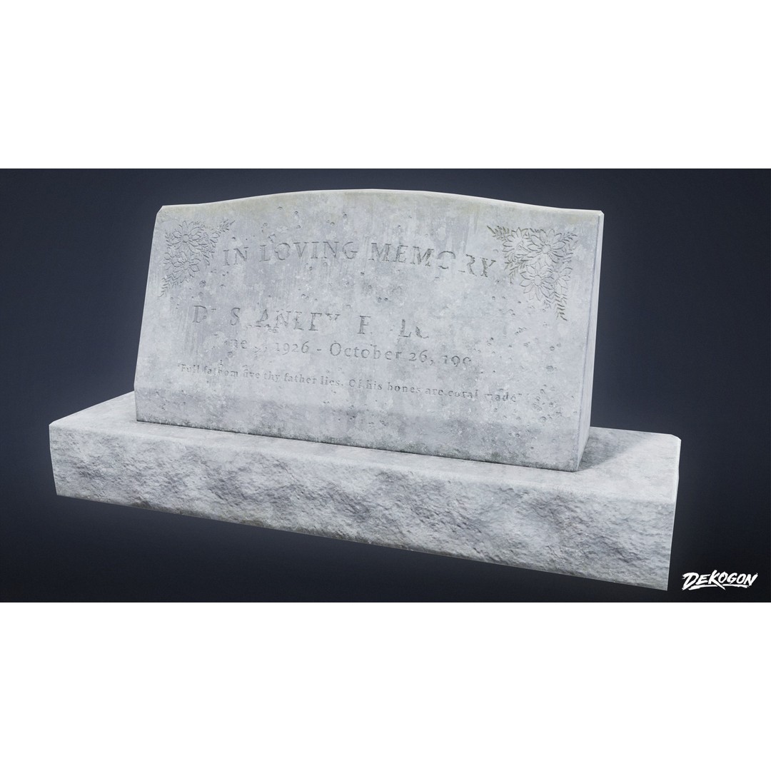 Gravestone 3D Model – Low Poly Historic Tombstone, FBX - View 3