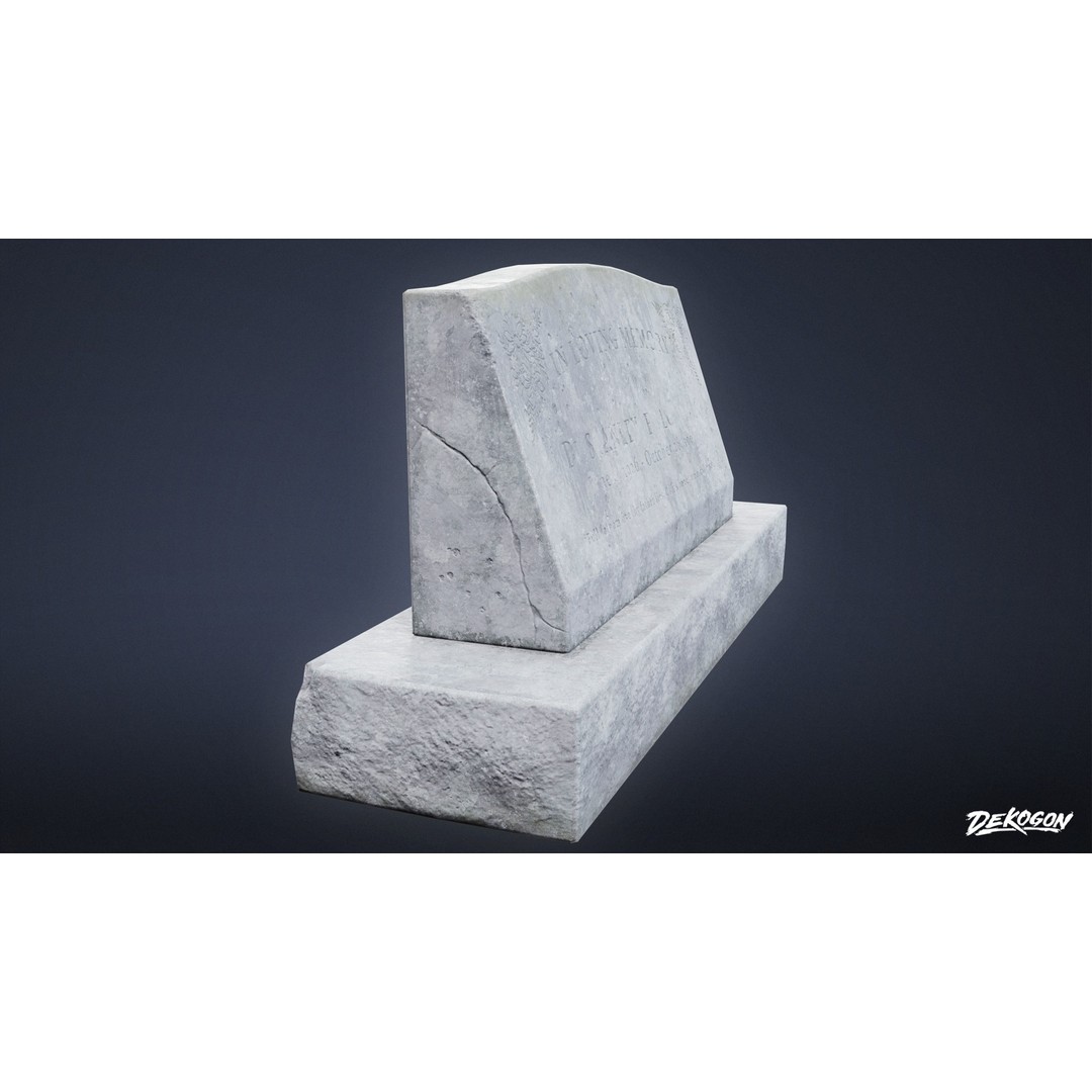 Gravestone 3D Model – Low Poly Historic Tombstone, FBX - View 4