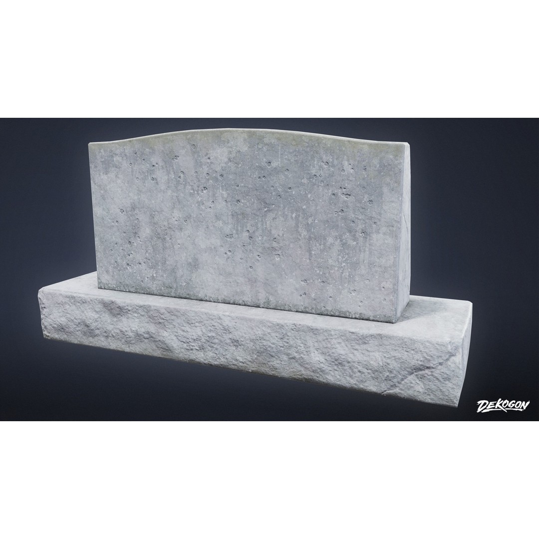 Gravestone 3D Model – Low Poly Historic Tombstone, FBX - View 5