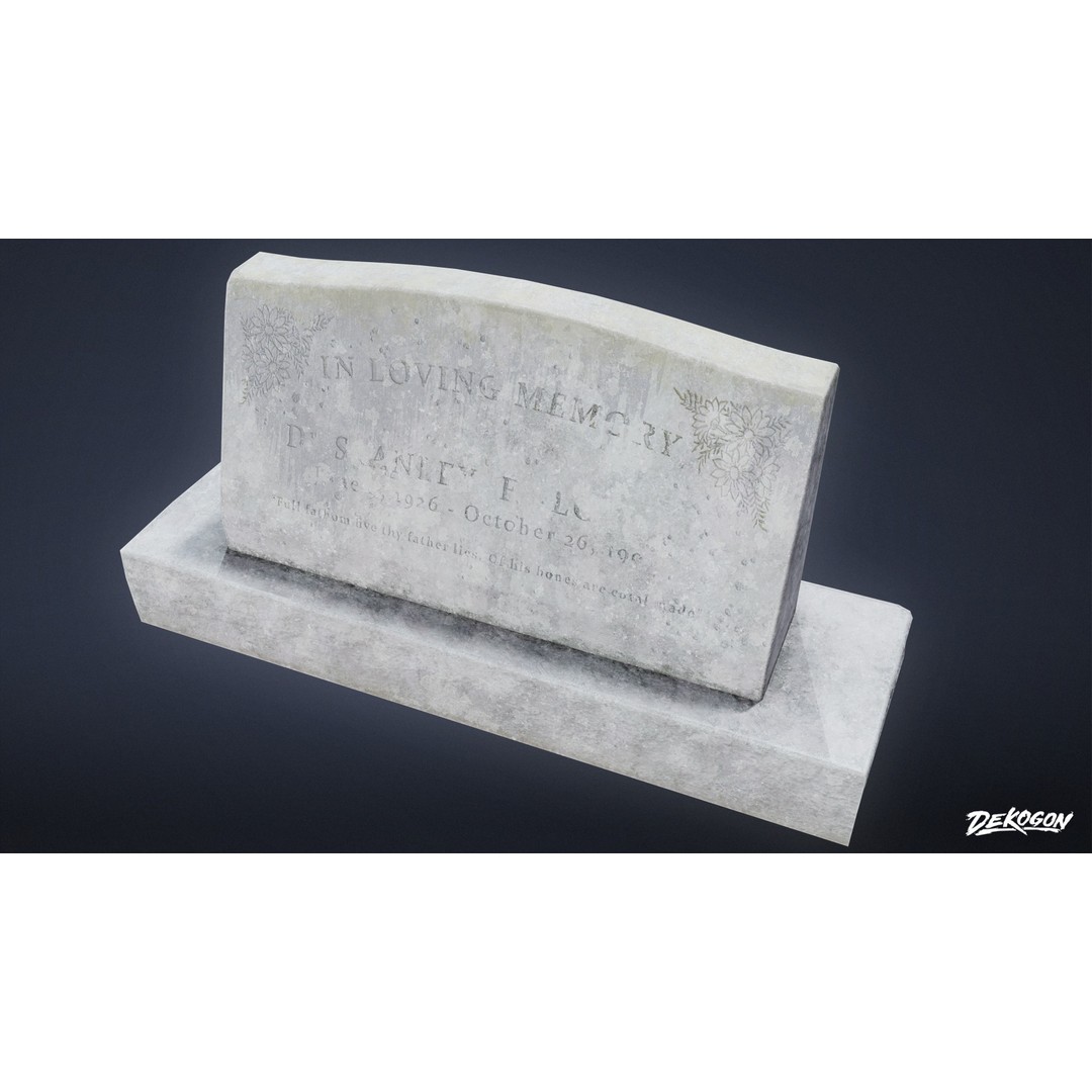 Gravestone 3D Model – Low Poly Historic Tombstone, FBX - View 6