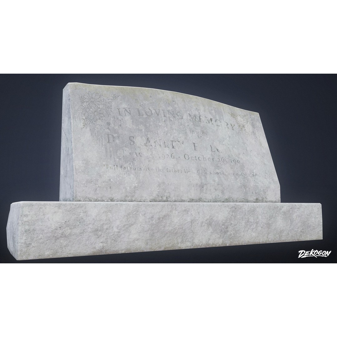 Gravestone 3D Model – Low Poly Historic Tombstone, FBX - View 7