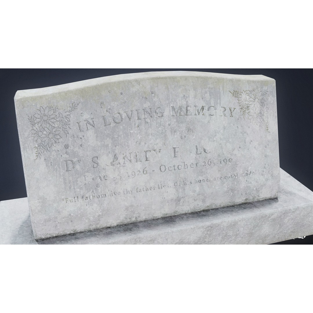 Gravestone 3D Model – Low Poly Historic Tombstone, FBX - View 8