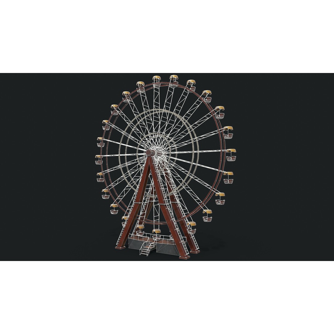 Old Painted Ferris Wheel 3D Model – Low Poly Animated Asset, FBX & Blender - View 11