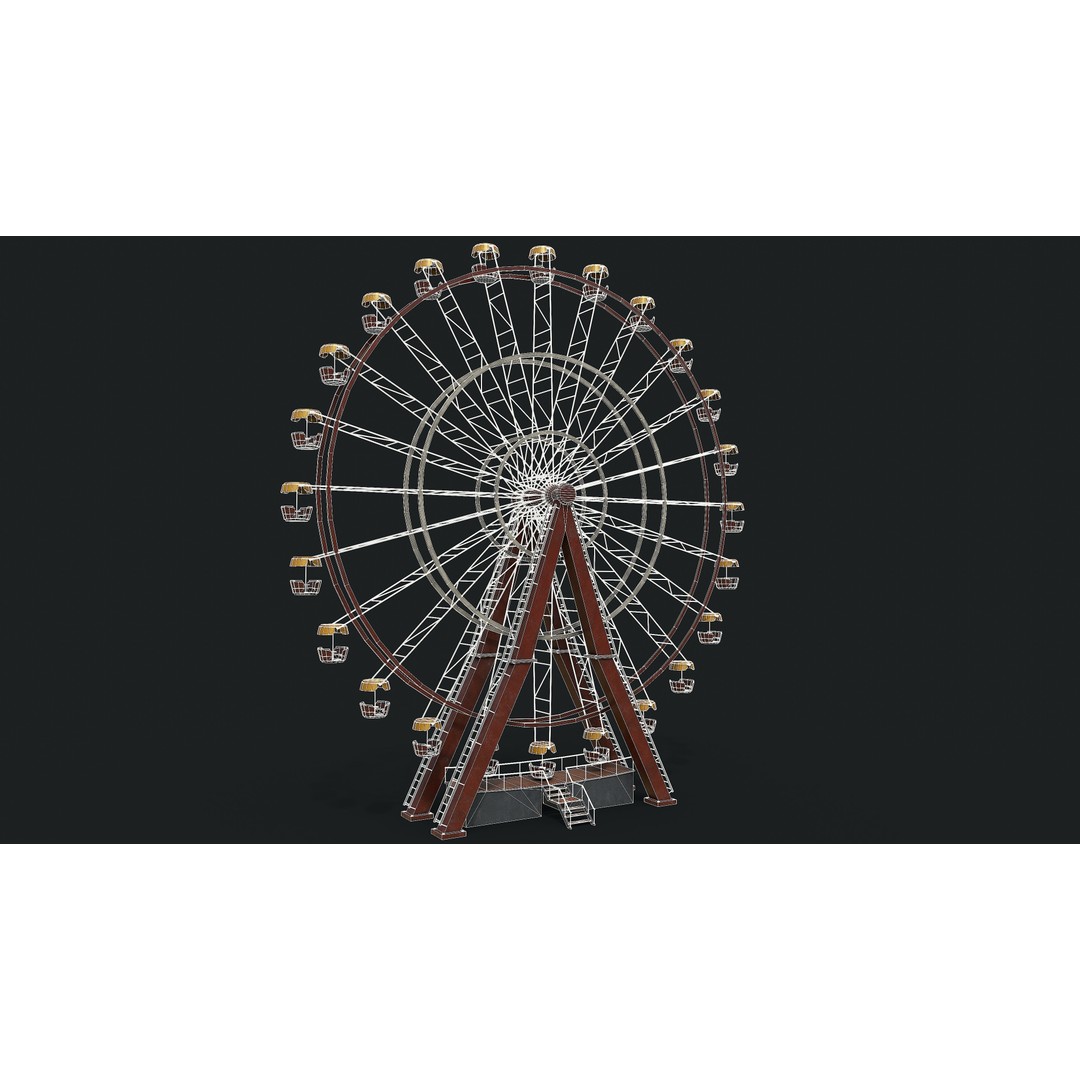 Old Painted Ferris Wheel 3D Model – Low Poly Animated Asset, FBX & Blender - View 12