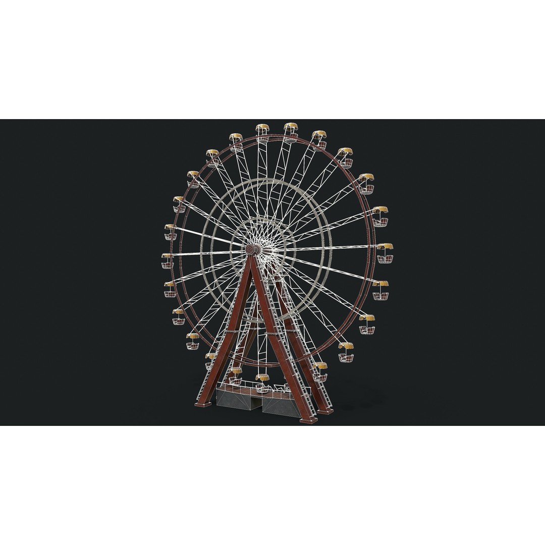 Old Painted Ferris Wheel 3D Model – Low Poly Animated Asset, FBX & Blender - View 13