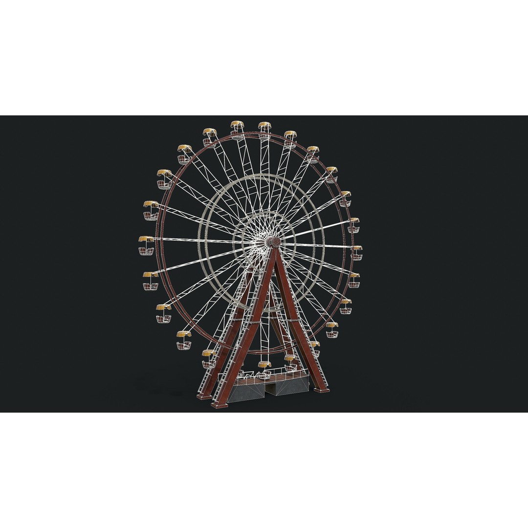 Old Painted Ferris Wheel 3D Model – Low Poly Animated Asset, FBX & Blender - View 14