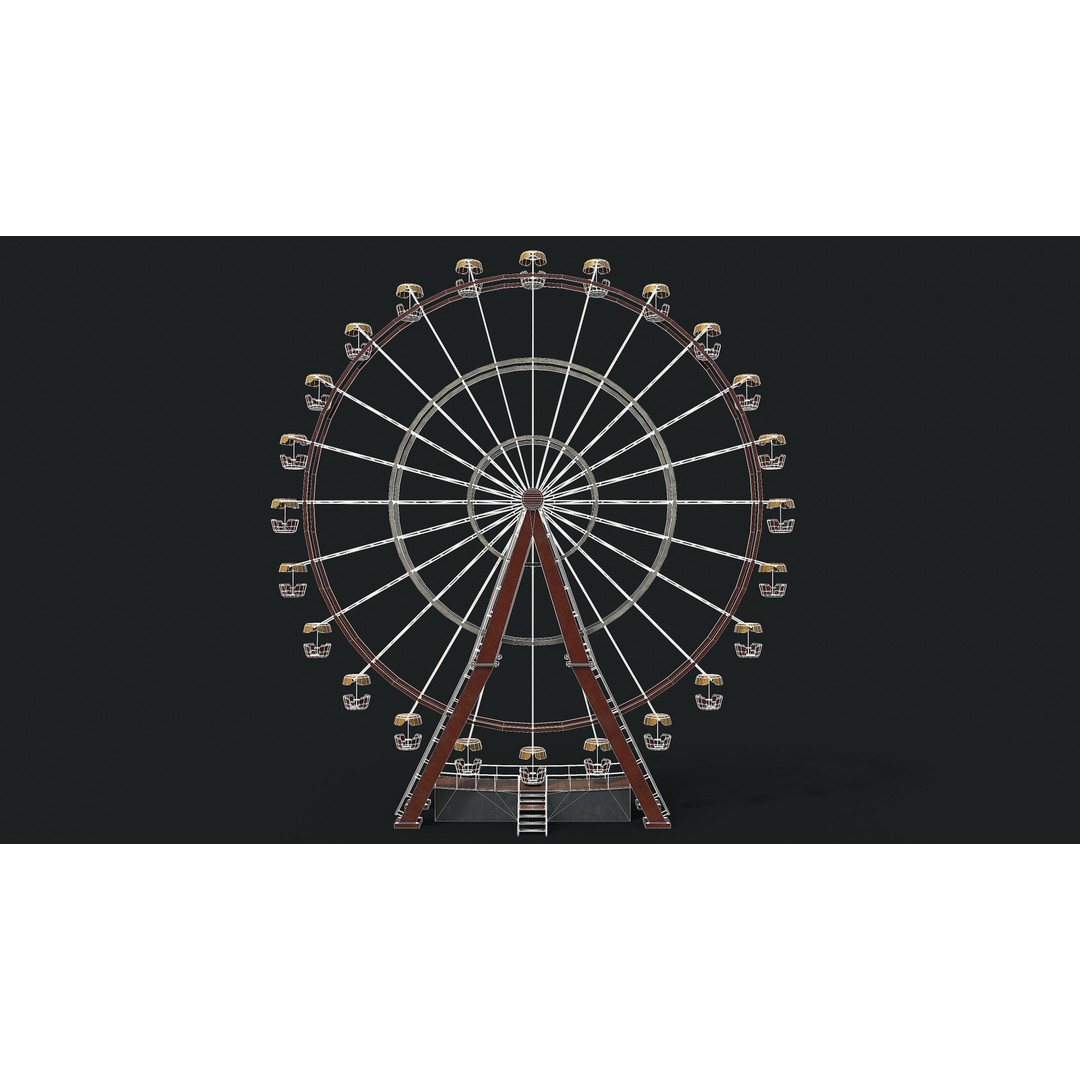 Old Painted Ferris Wheel 3D Model – Low Poly Animated Asset, FBX & Blender - View 15