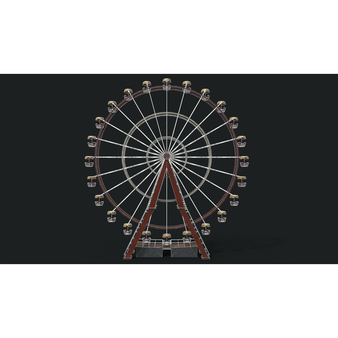 Old Painted Ferris Wheel 3D Model – Low Poly Animated Asset, FBX & Blender - View 16