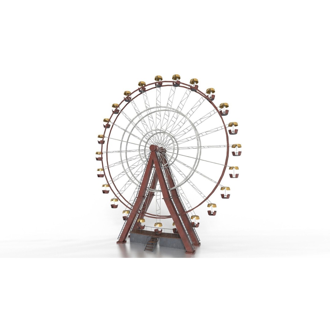Old Painted Ferris Wheel 3D Model – Low Poly Animated Asset, FBX & Blender - View 3