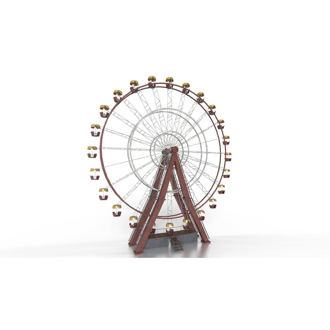 Old Painted Ferris Wheel 3D Model – Low Poly Animated Asset, FBX & Blender - View 4