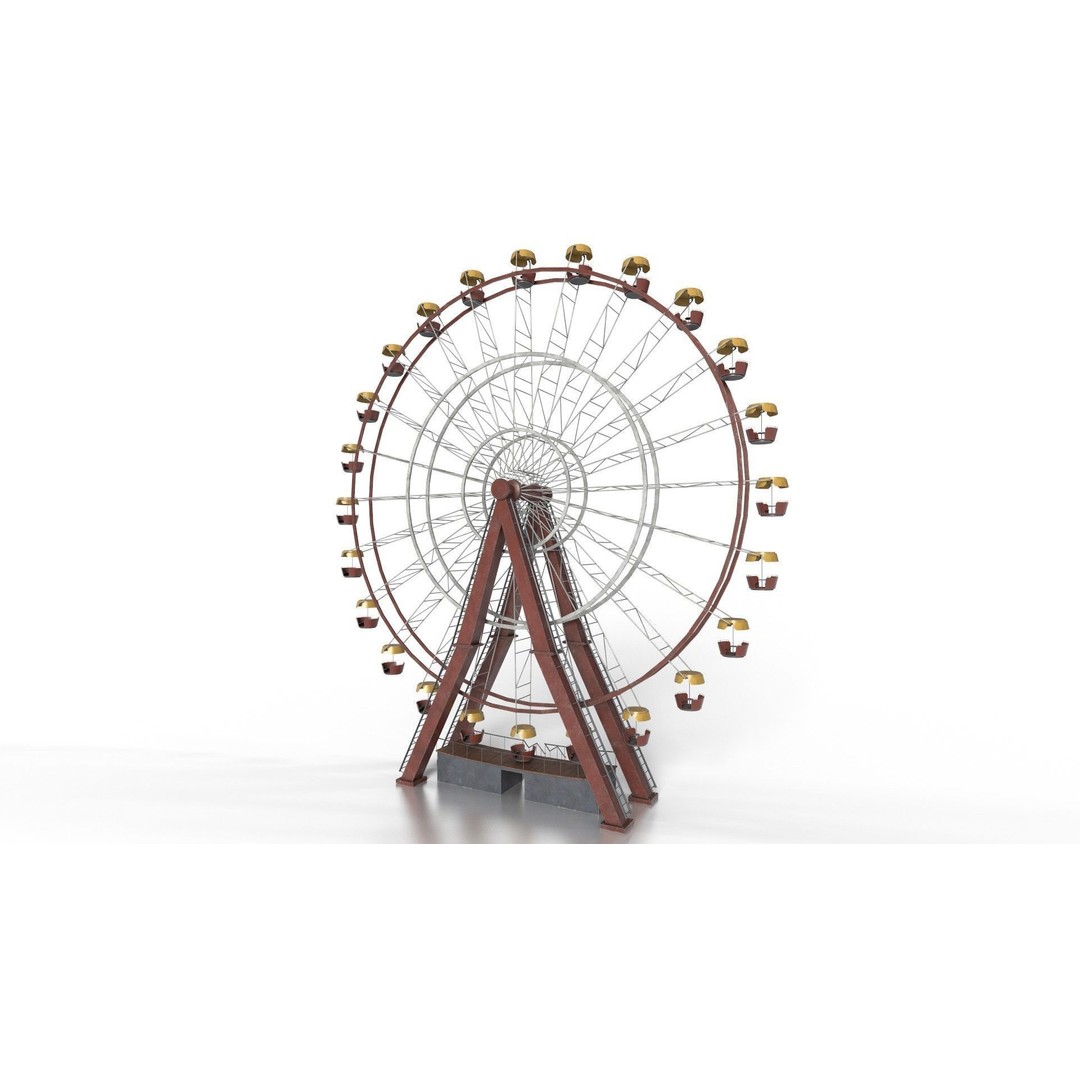 Old Painted Ferris Wheel 3D Model – Low Poly Animated Asset, FBX & Blender - View 5