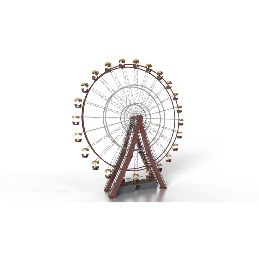 Old Painted Ferris Wheel 3D Model – Low Poly Animated Asset, FBX & Blender - View 6