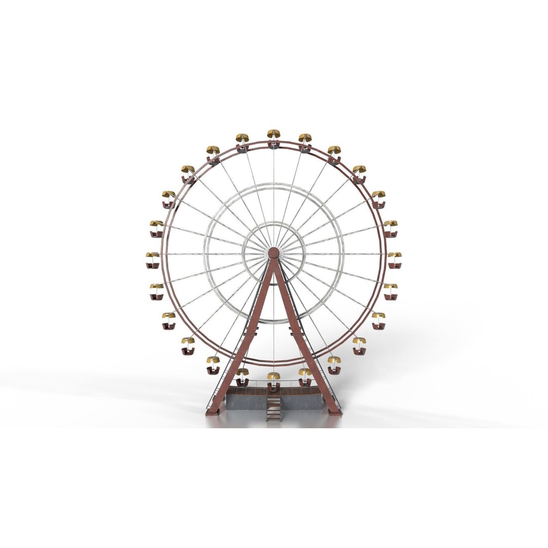 Old Painted Ferris Wheel 3D Model – Low Poly Animated Asset, FBX & Blender - View 7