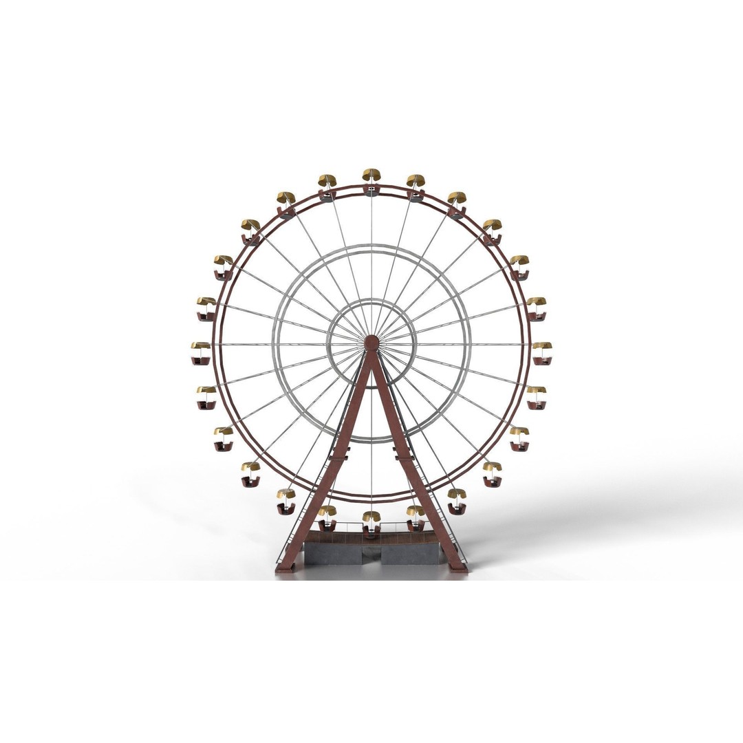 Old Painted Ferris Wheel 3D Model – Low Poly Animated Asset, FBX & Blender - View 8