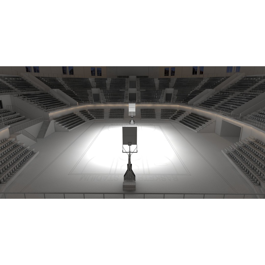 Basketball Arena 3D Model – Detailed Game Asset, FBX, OBJ