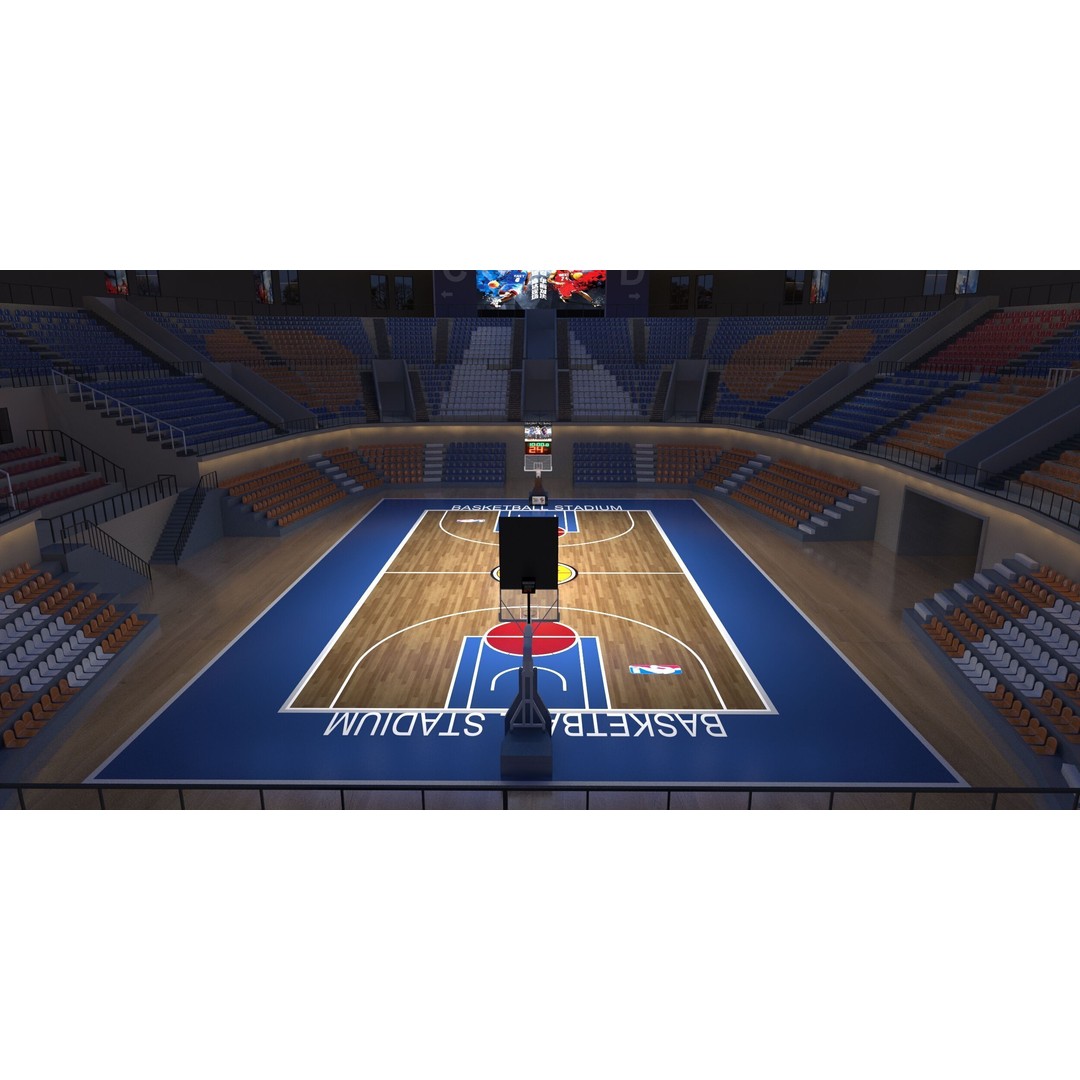 Basketball Arena 3D Model – Detailed Game Asset, FBX, OBJ - View 3