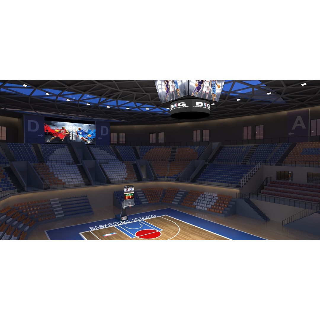 Basketball Arena 3D Model – Detailed Game Asset, FBX, OBJ - View 4