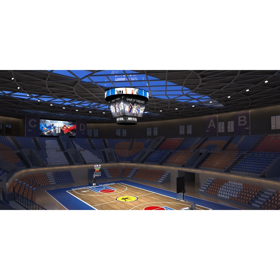 Basketball Arena 3D Model – Detailed Game Asset, FBX, OBJ - View 5