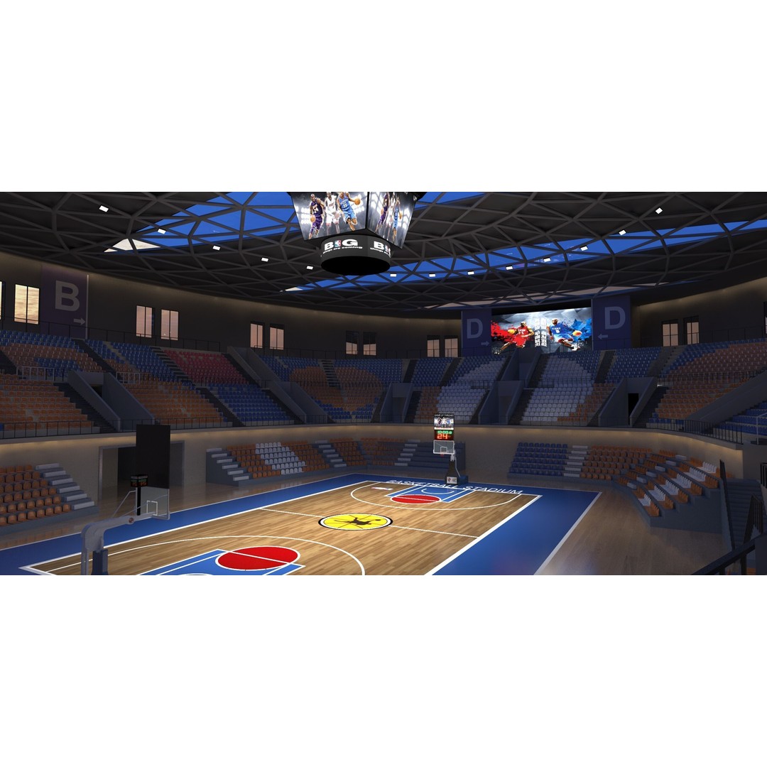 Basketball Arena 3D Model – Detailed Game Asset, FBX, OBJ - View 6