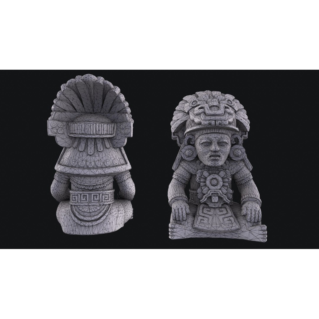 Aztec Cocojo God 3D Model – Low Poly PBR Sculpture, FBX, OBJ - View 10