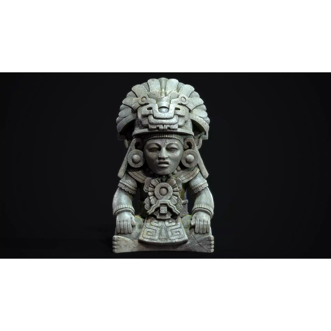 Aztec Cocojo God 3D Model – Low Poly PBR Sculpture, FBX, OBJ - View 2