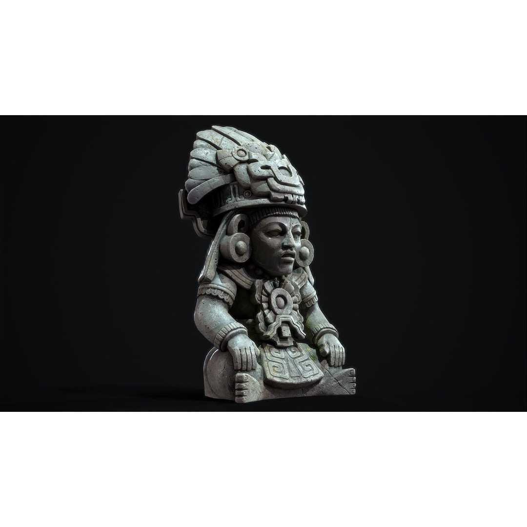 Aztec Cocojo God 3D Model – Low Poly PBR Sculpture, FBX, OBJ - View 3