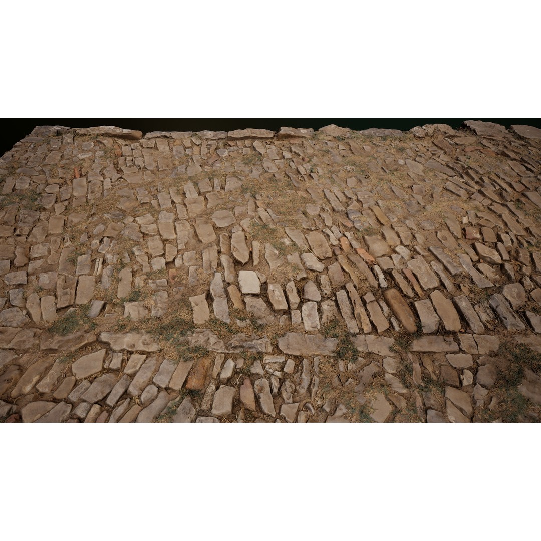 Medieval Floor Tiles 3D Model – High-Res Photoscanned Textures, FBX