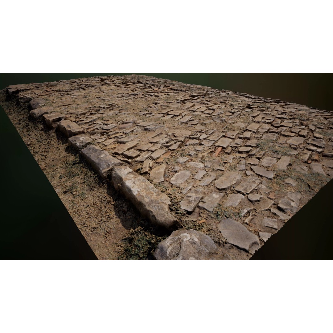 Medieval Floor Tiles 3D Model – High-Res Photoscanned Textures, FBX - View 2