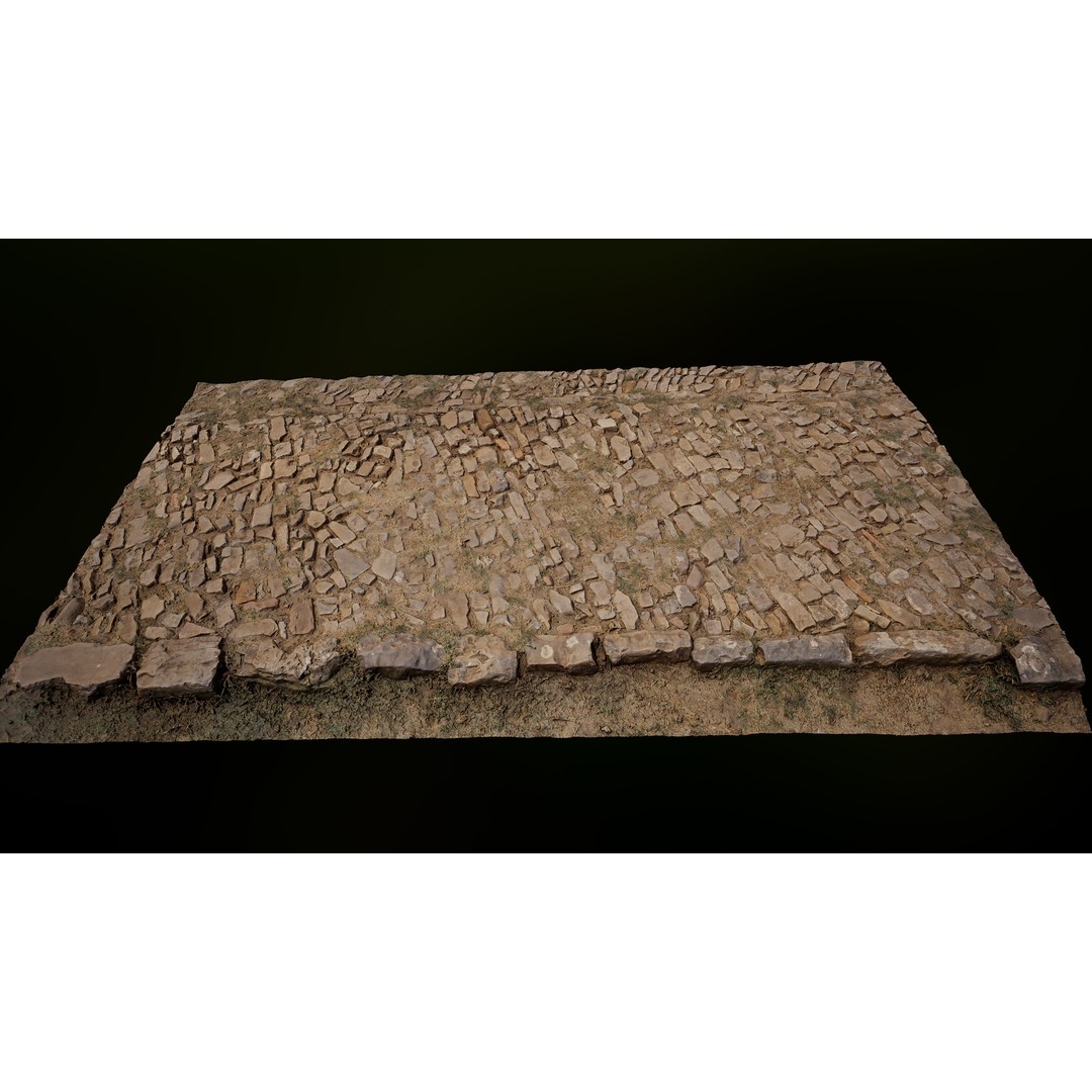 Medieval Floor Tiles 3D Model – High-Res Photoscanned Textures, FBX - View 3
