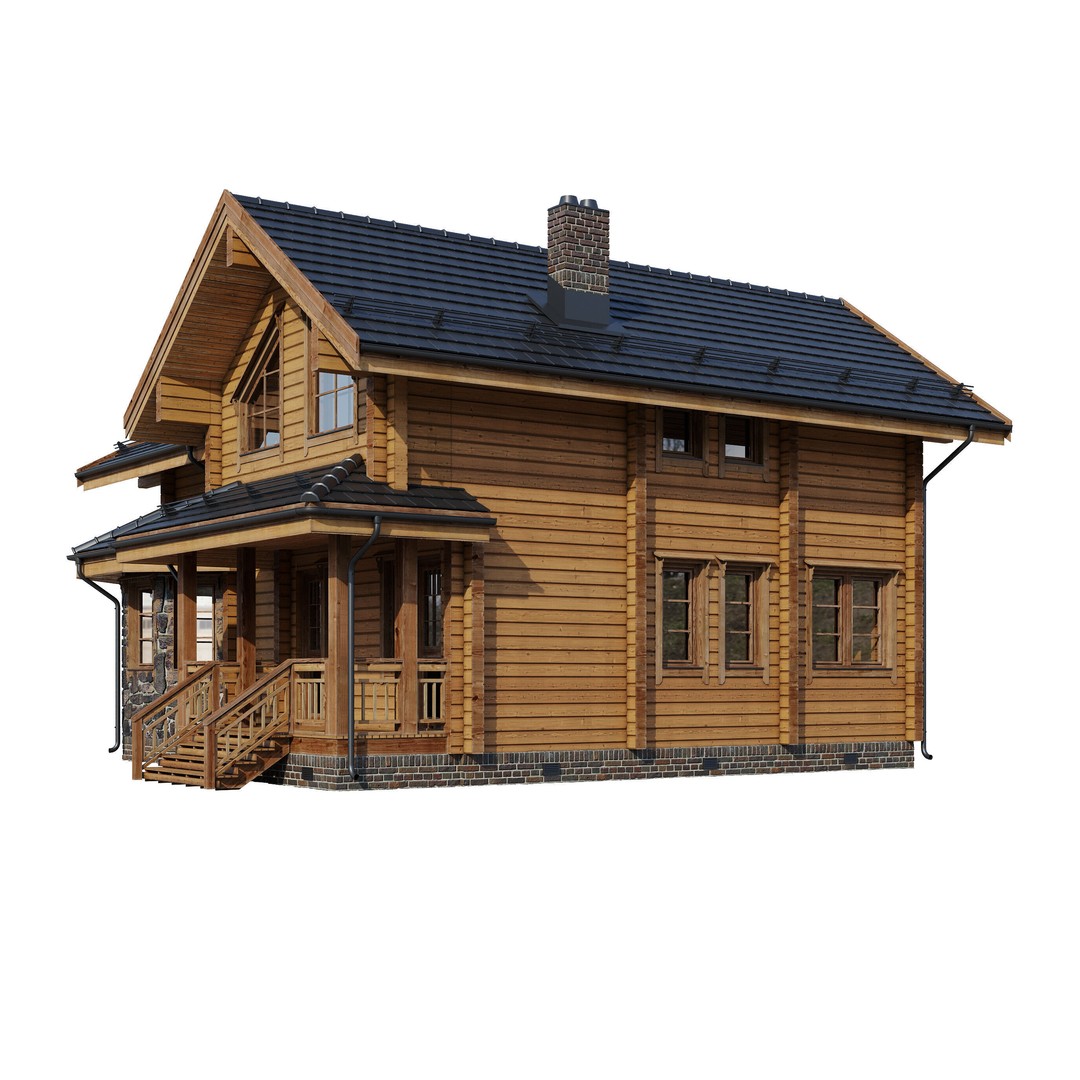 Forest Mansion 3D Model – PBR Exterior Asset, FBX & Corona - View 14