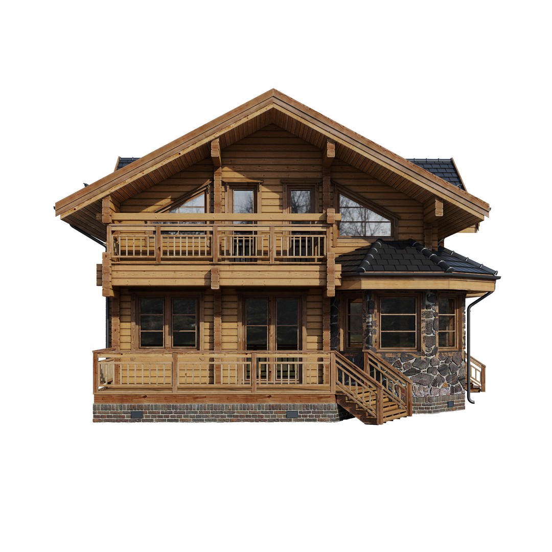 Forest Mansion 3D Model – PBR Exterior Asset, FBX & Corona - View 19