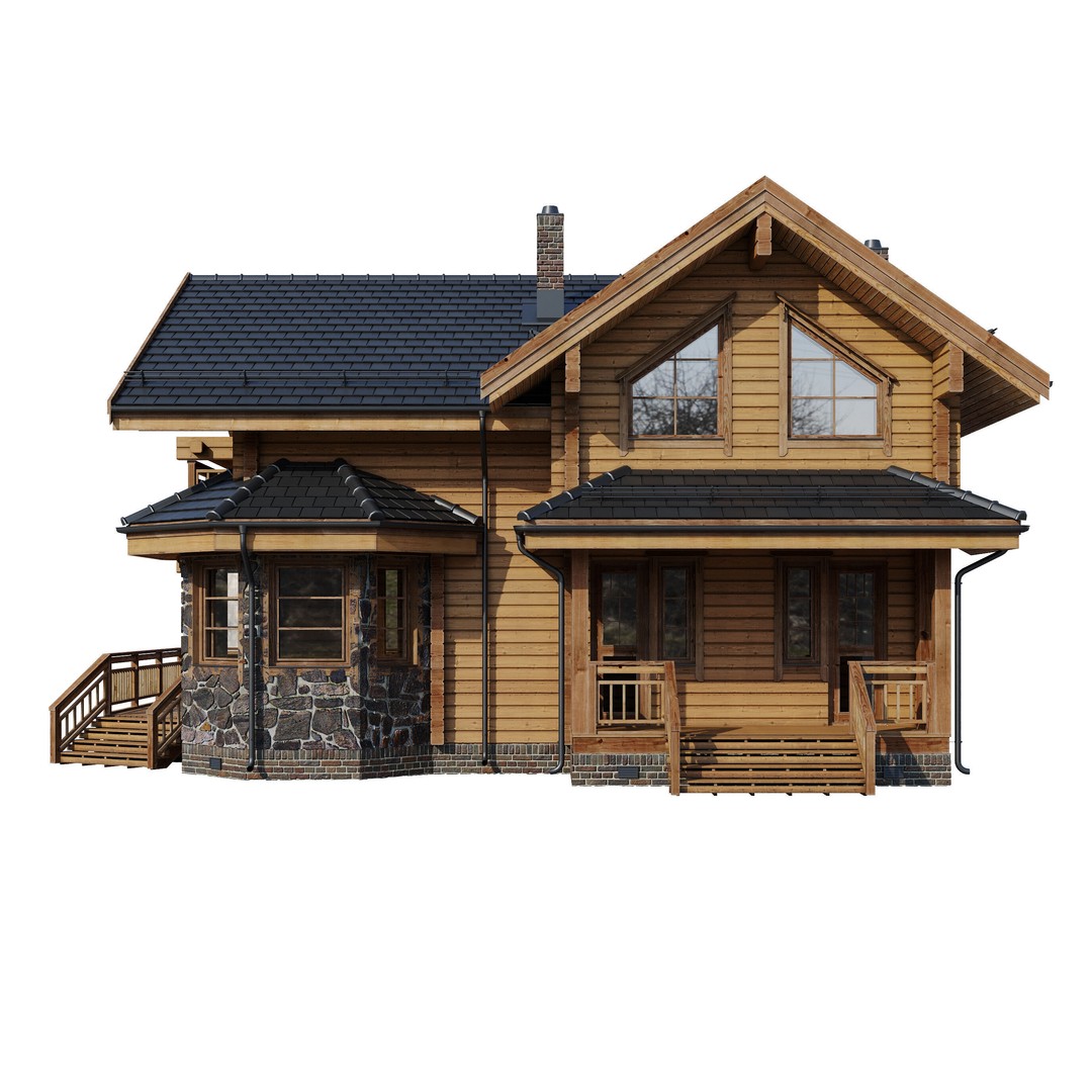 Forest Mansion 3D Model – PBR Exterior Asset, FBX & Corona - View 23