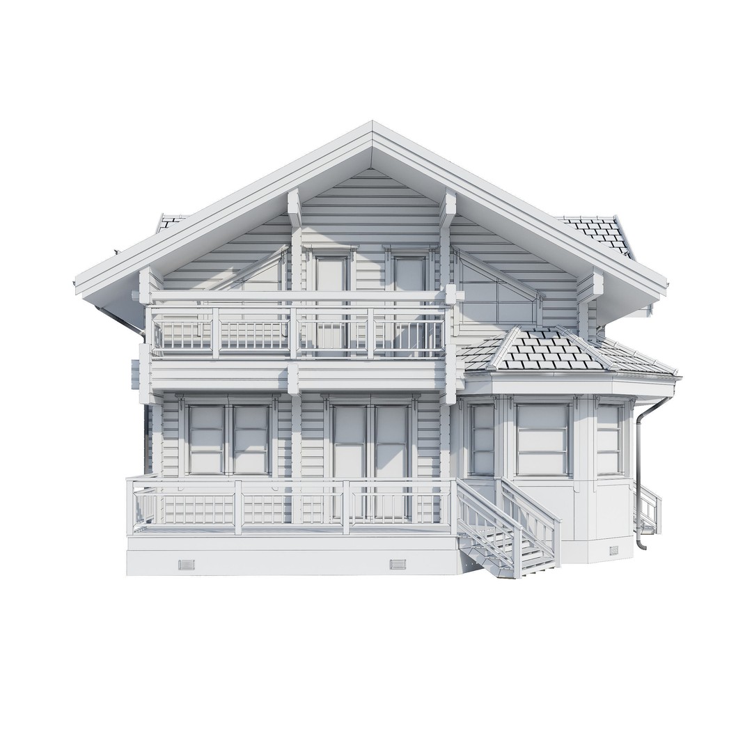 Forest Mansion 3D Model – PBR Exterior Asset, FBX & Corona - View 24
