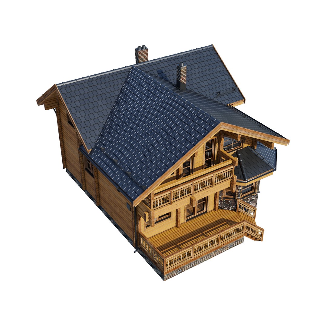 Forest Mansion 3D Model – PBR Exterior Asset, FBX & Corona - View 7
