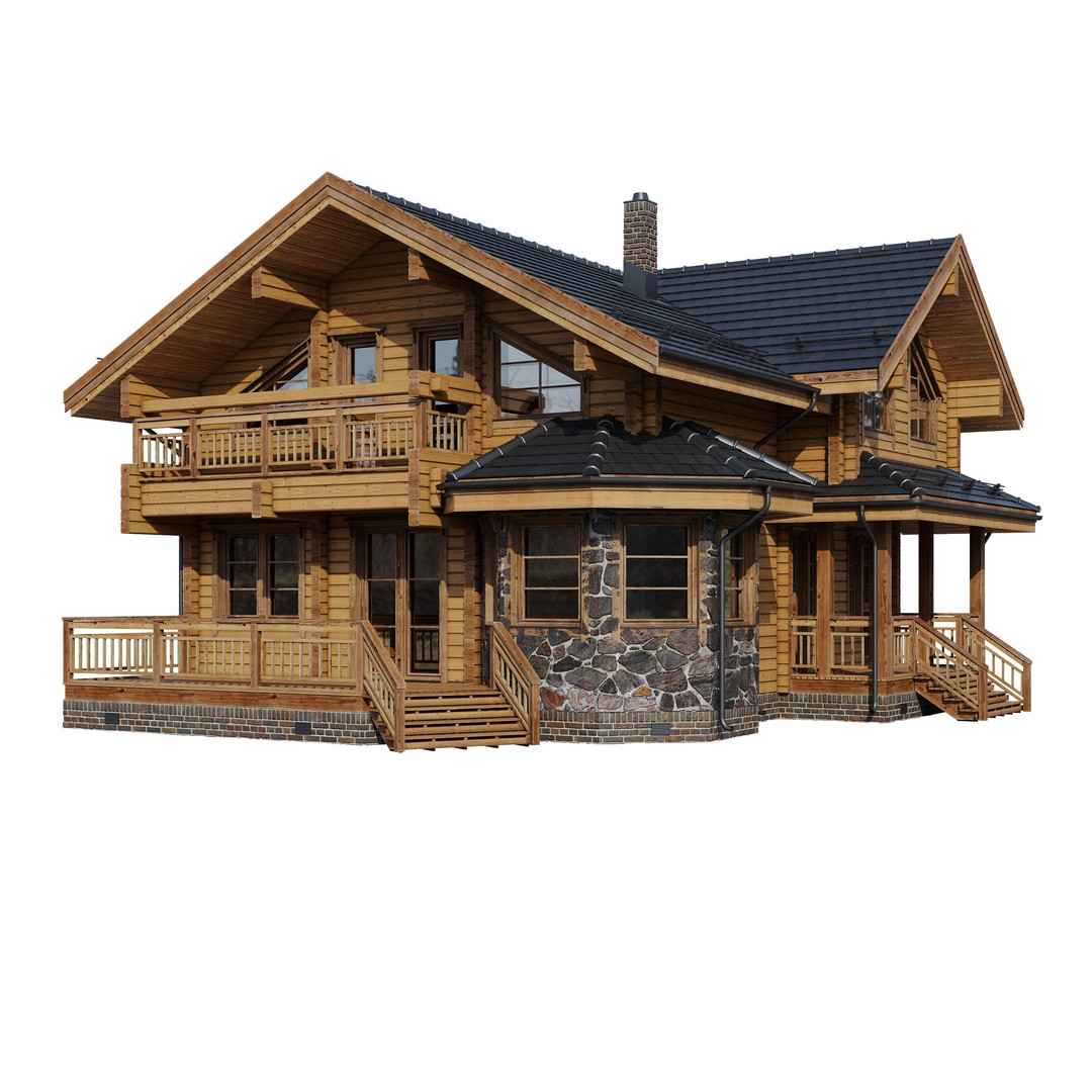 Forest Mansion 3D Model – PBR Exterior Asset, FBX & Corona - View 8