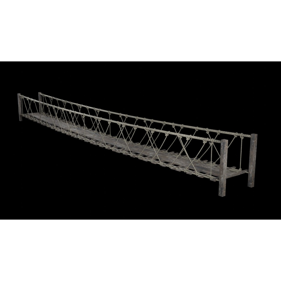 Rope Bridge 3D Model – Low Poly Game Asset, FBX & OBJ Formats - View 10