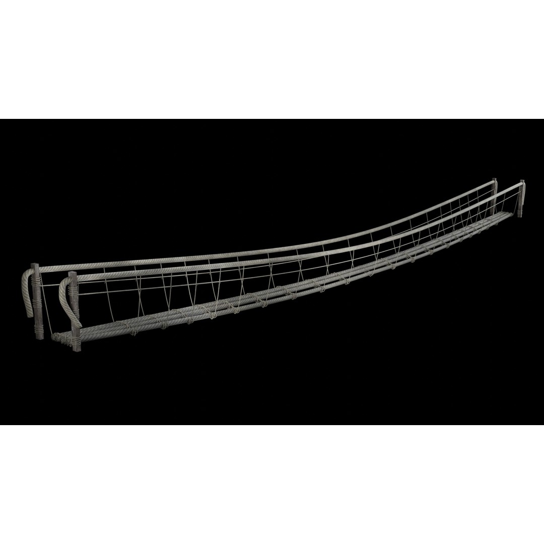 Rope Bridge 3D Model – Low Poly Game Asset, FBX & OBJ Formats - View 12