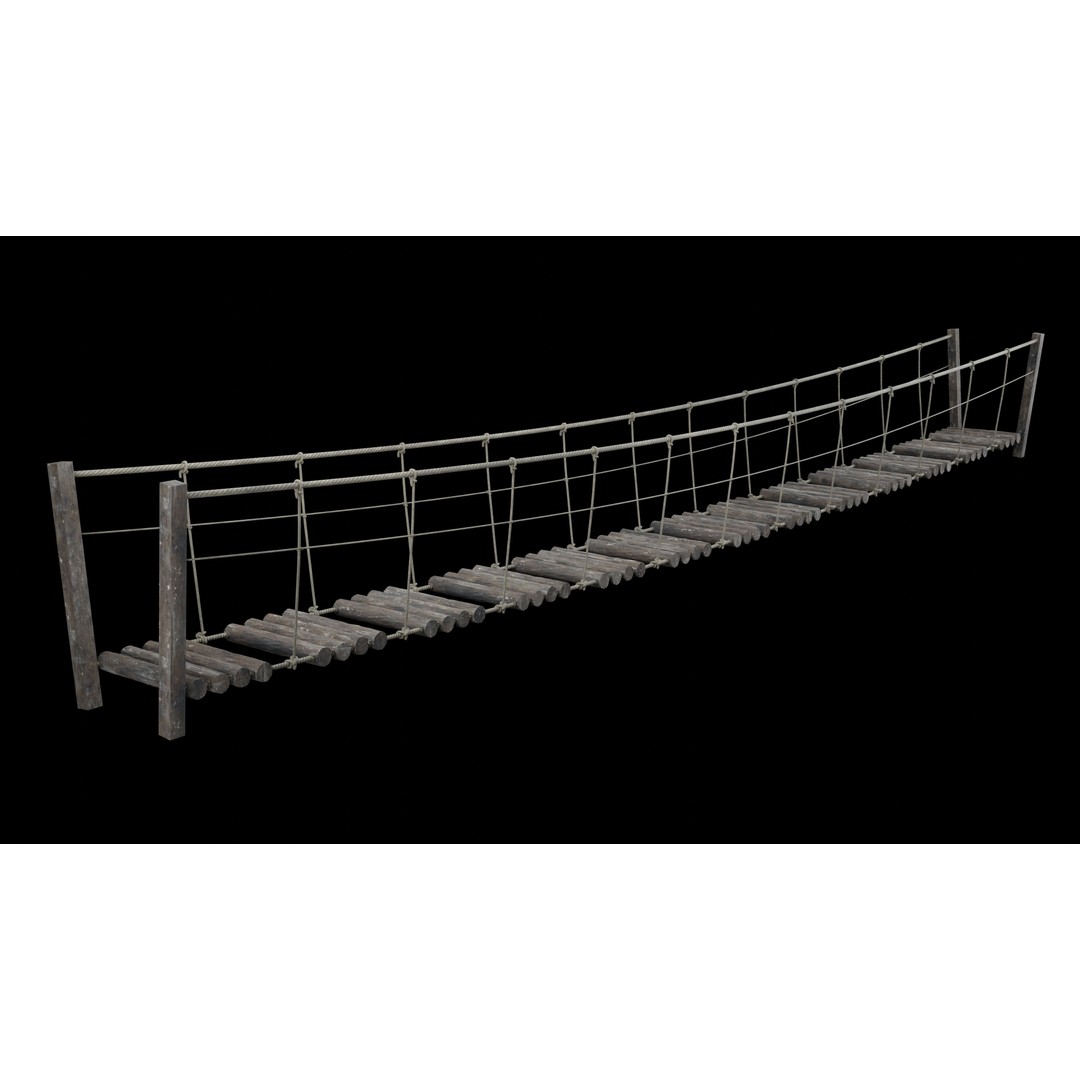 Rope Bridge 3D Model – Low Poly Game Asset, FBX & OBJ Formats - View 14