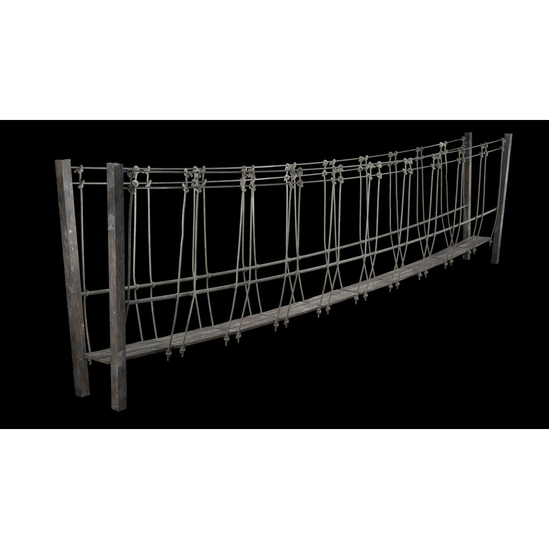 Rope Bridge 3D Model – Low Poly Game Asset, FBX & OBJ Formats - View 15