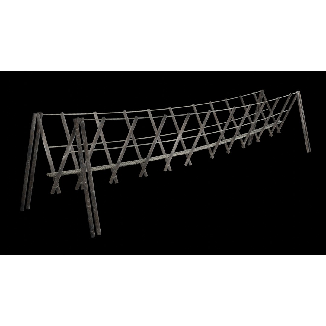 Rope Bridge 3D Model – Low Poly Game Asset, FBX & OBJ Formats - View 16