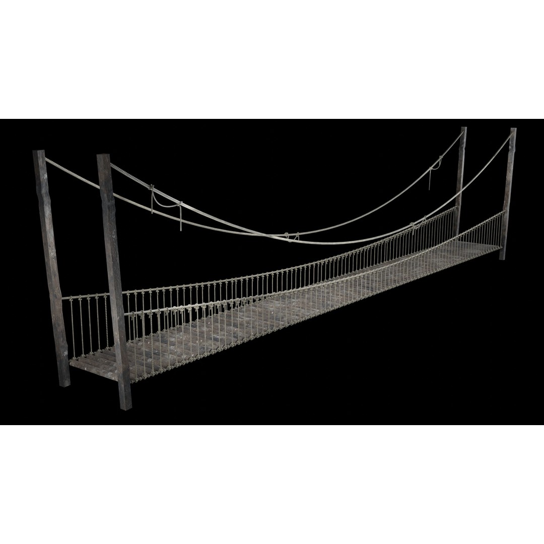 Rope Bridge 3D Model – Low Poly Game Asset, FBX & OBJ Formats - View 17