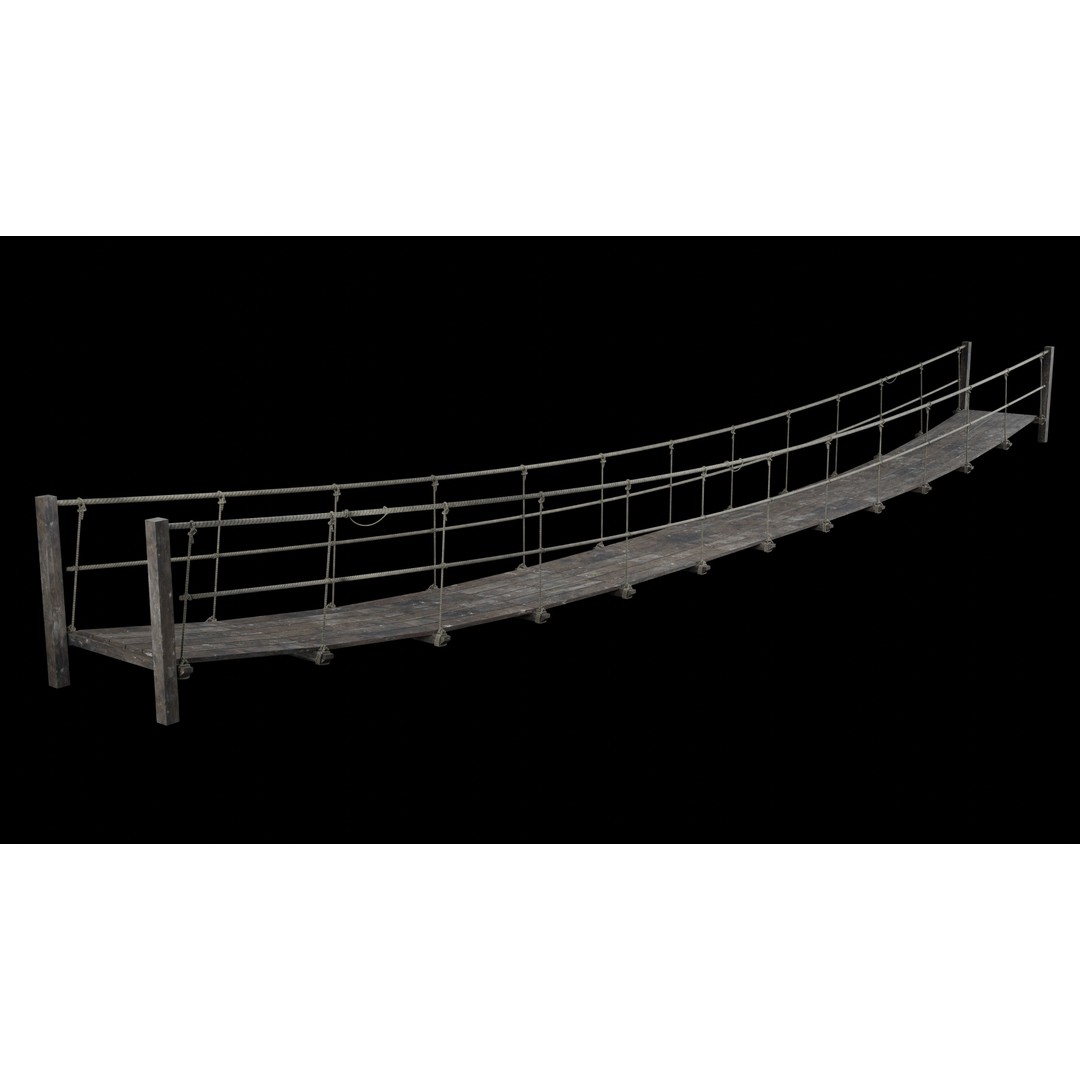 Rope Bridge 3D Model – Low Poly Game Asset, FBX & OBJ Formats - View 18