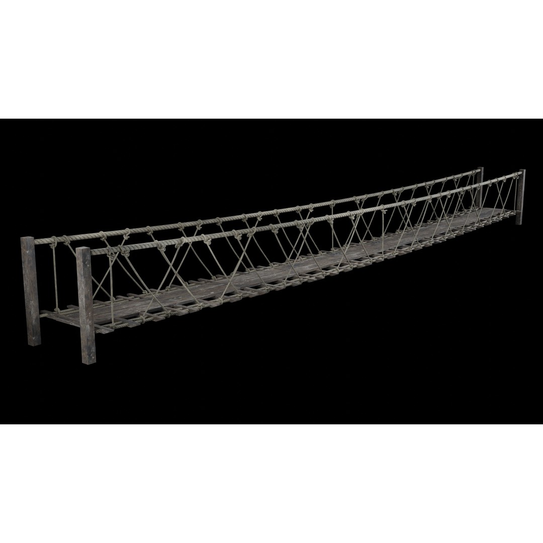 Rope Bridge 3D Model – Low Poly Game Asset, FBX & OBJ Formats - View 19