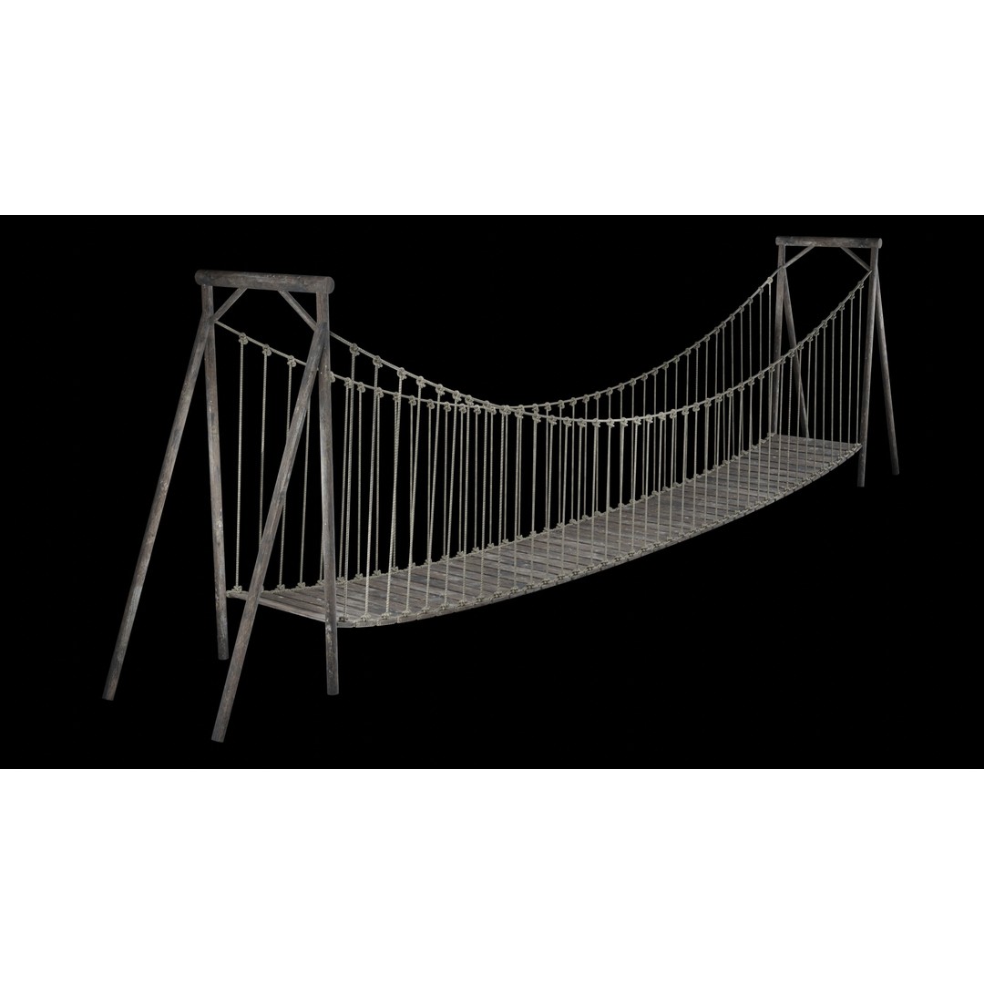 Rope Bridge 3D Model – Low Poly Game Asset, FBX & OBJ Formats - View 20