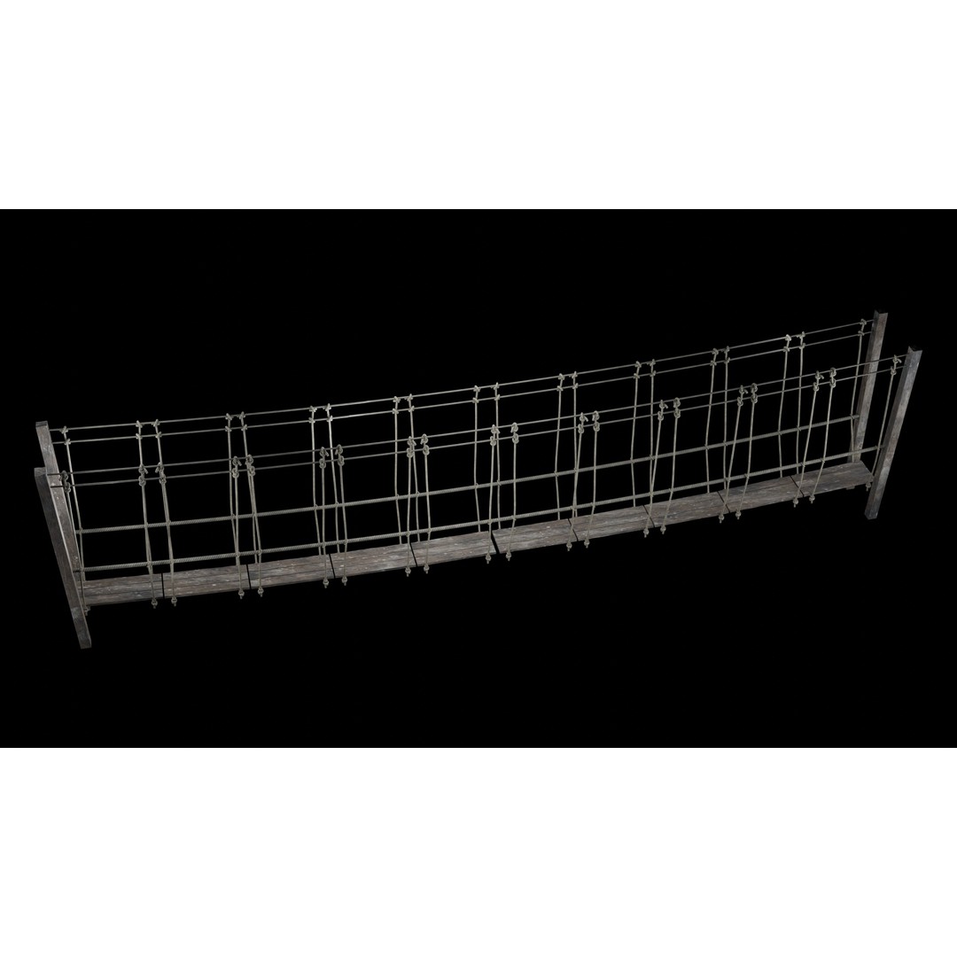Rope Bridge 3D Model – Low Poly Game Asset, FBX & OBJ Formats - View 24
