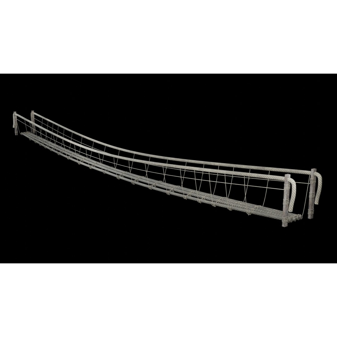 Rope Bridge 3D Model – Low Poly Game Asset, FBX & OBJ Formats - View 3