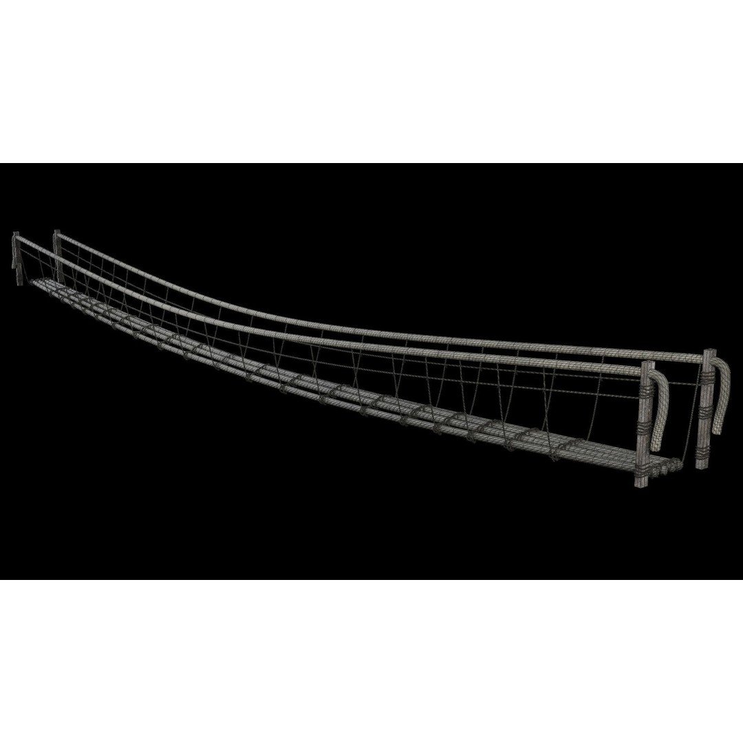 Rope Bridge 3D Model – Low Poly Game Asset, FBX & OBJ Formats - View 30