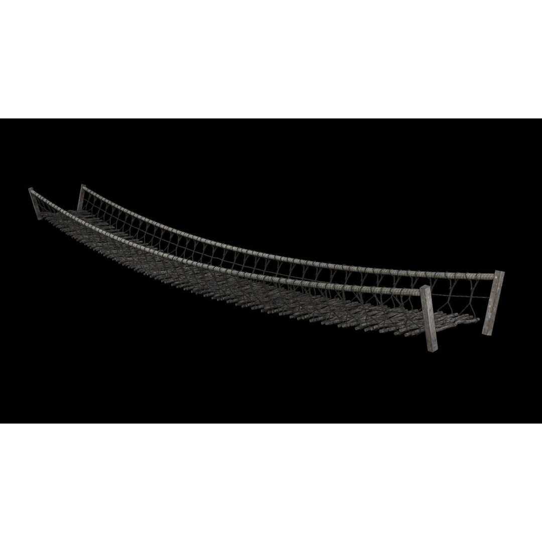 Rope Bridge 3D Model – Low Poly Game Asset, FBX & OBJ Formats - View 31