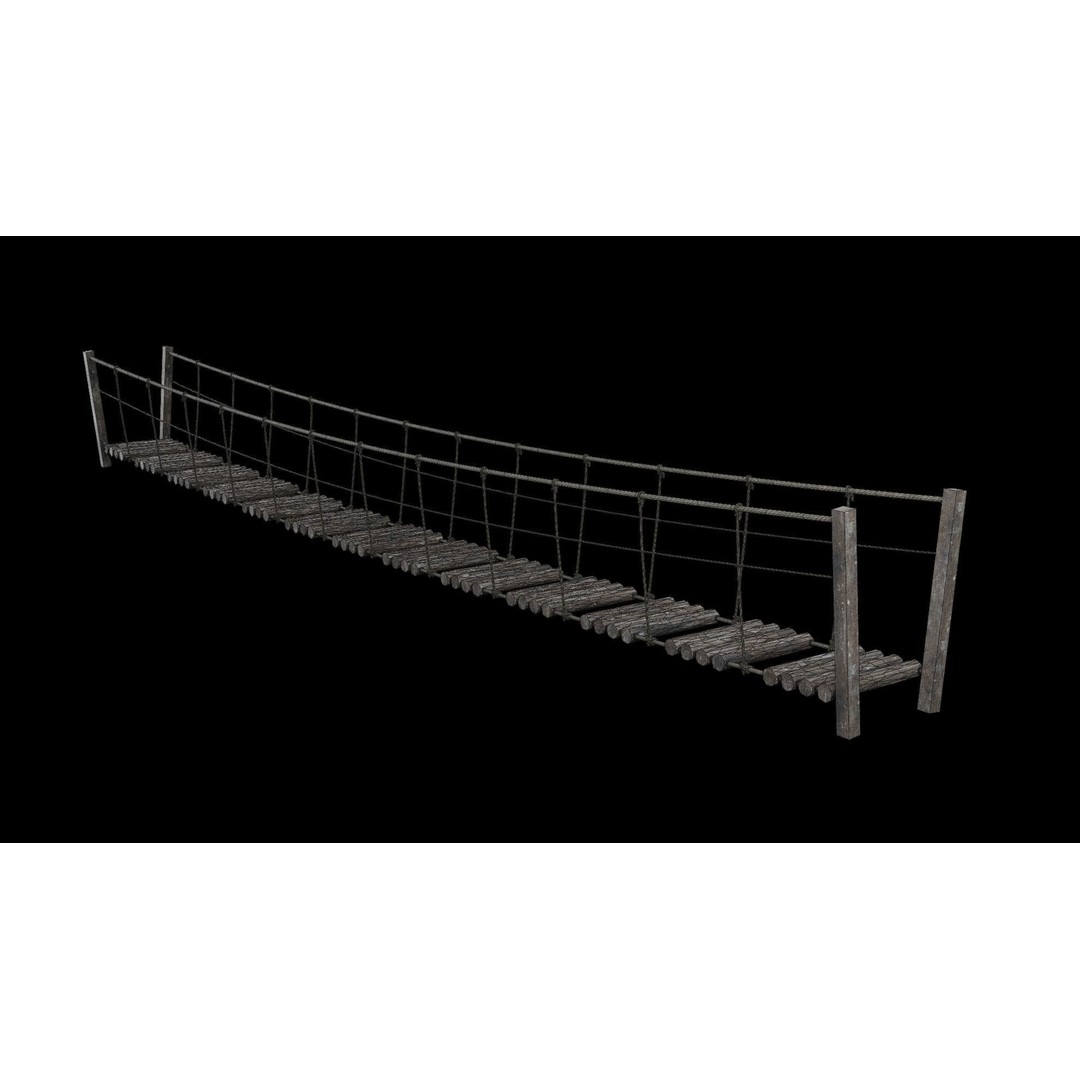 Rope Bridge 3D Model – Low Poly Game Asset, FBX & OBJ Formats - View 32